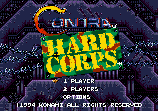 Contra - Hard Corps (USA) Title Screen